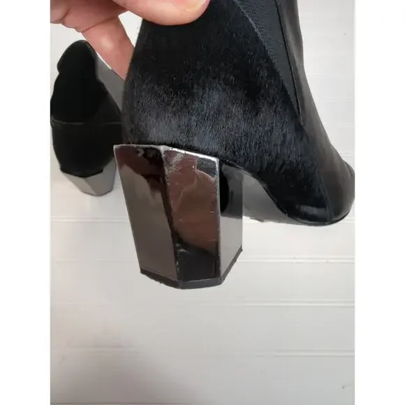 United Nude Leather Calf Hair Bootie Metallic Geometric Block Heel 37 - Picture 11 of 14
